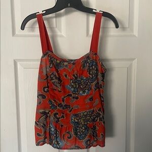 American Eagle Outfitters Red Multi-Patterned Tank Top